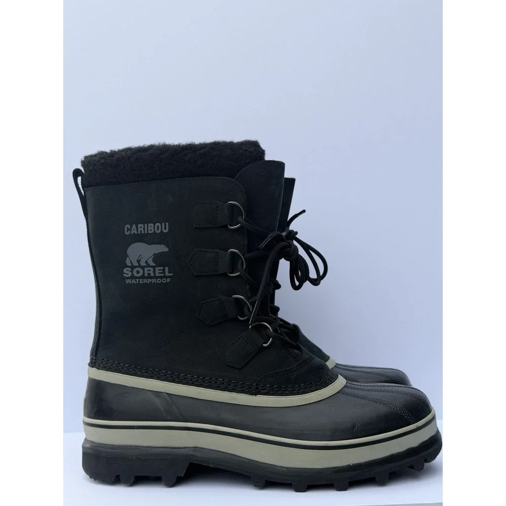 Sorel Caribou Waterproof Insulated Winter Boots Black Mens 11 1523773 NWOB